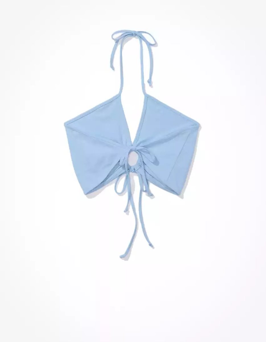 Debardeur American Eagle AE Keyhole Halter Bleu Femme | RLF-08746813